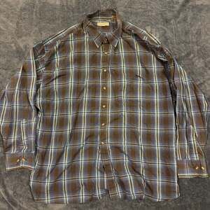 Steeplechase Big 3X Plaid Button-Down Long Sleeve Shirt Blue and Brown
